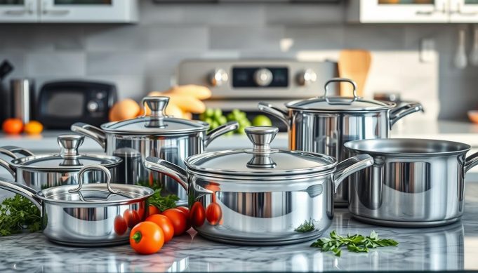 Stainless steel pans and pots