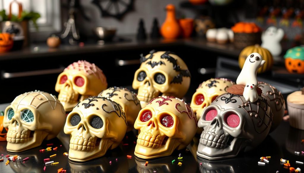 Decorated spooky cakelet pans