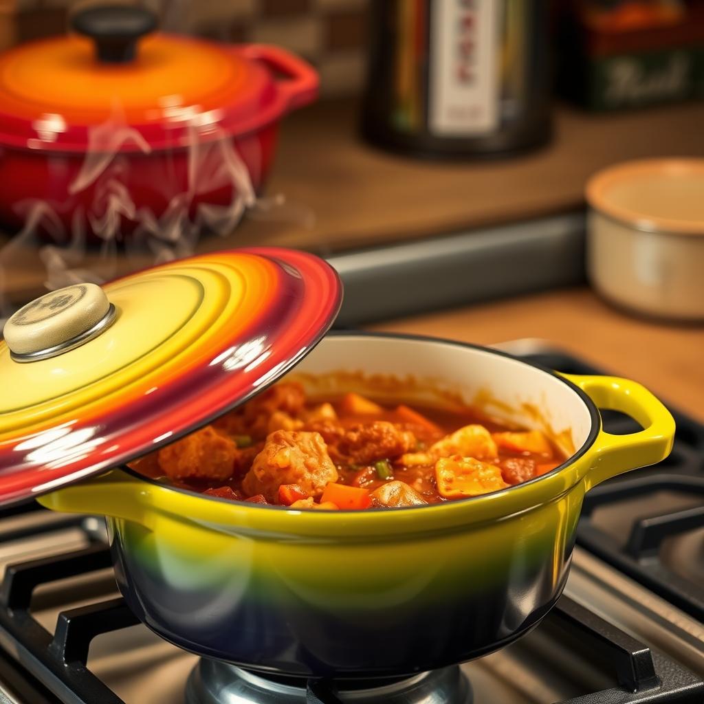Enameled cast iron dutch oven perfect for slow cooking and braising Enameled cast iron dutch oven perfect for slow cooking and braising