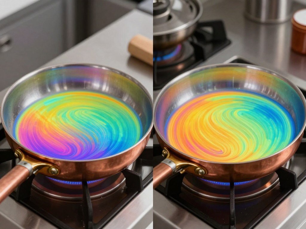 copper pan demonstrating even heat distribution with thermal imaging